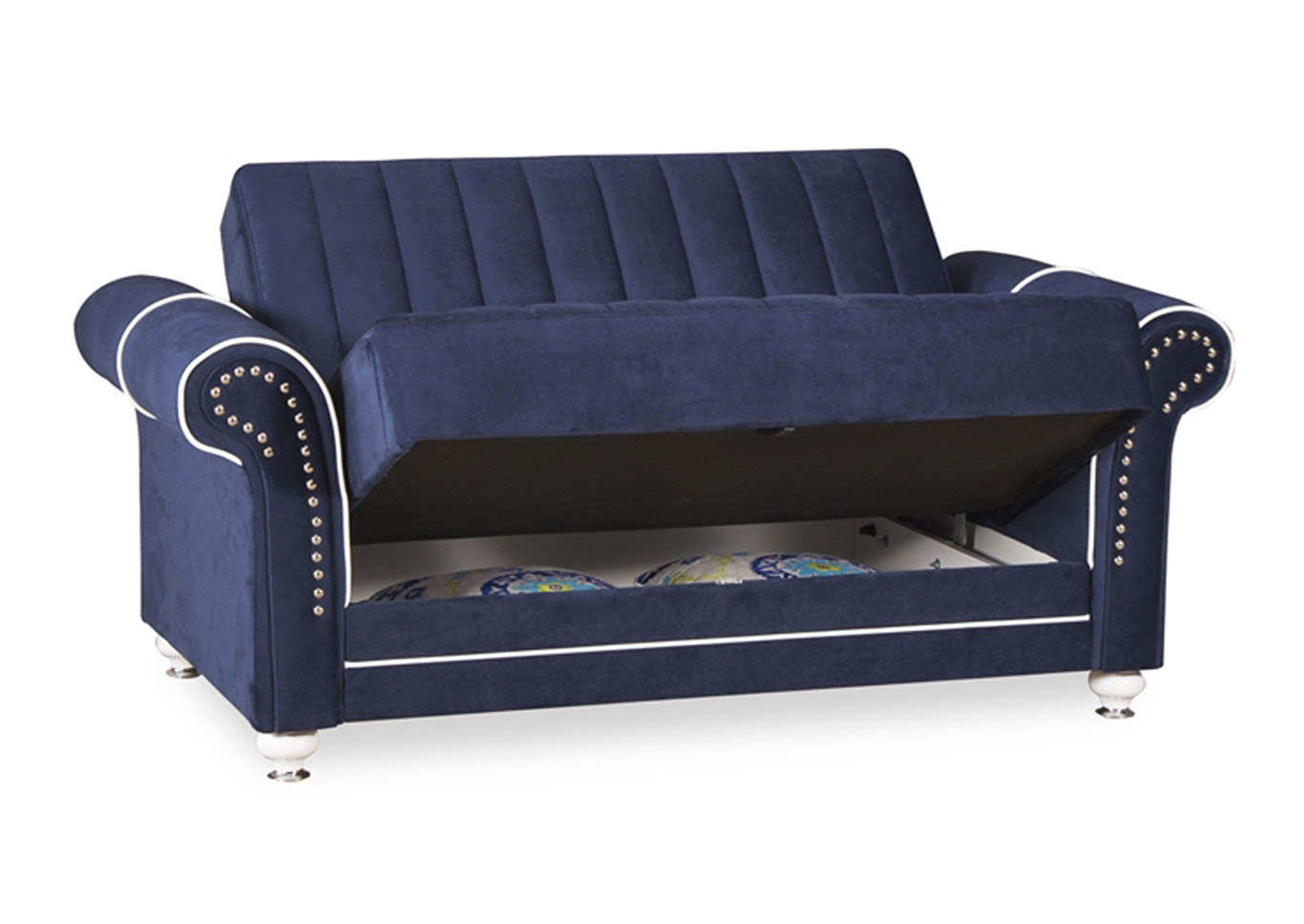 Royal Home Riva Dark Blue Microfiber Love Seat,Ottomanson (Previously Casamode)